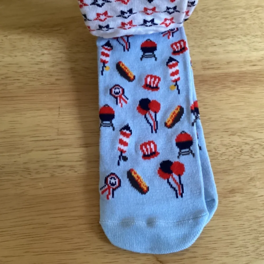 9 Pairs 4th of July Low Cut Socks Shoe Size 4-10 for sale